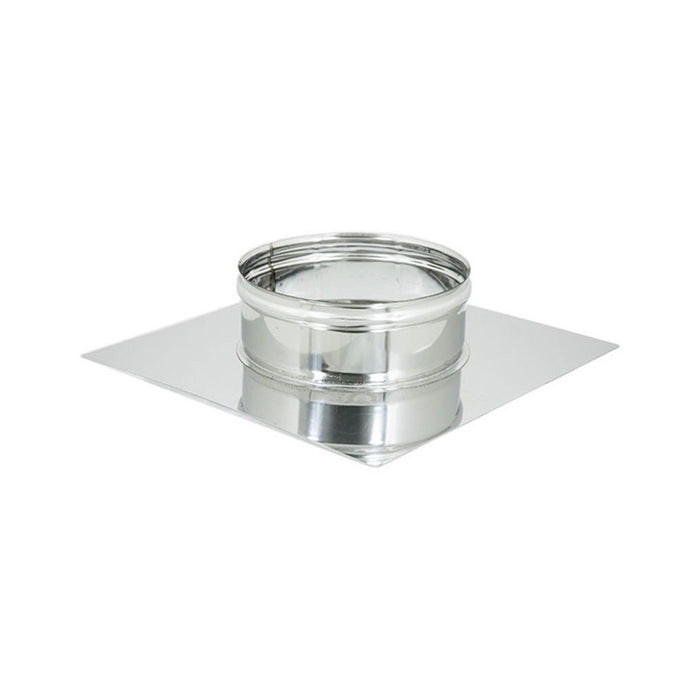 Base forata inox 6 decimi da 200x200mm a innesto f 80 - 180mm, diametro 120mm