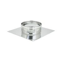 Base forata inox 6 decimi da 250x250mm a innesto f 80 - 200mm, diametro 220mm