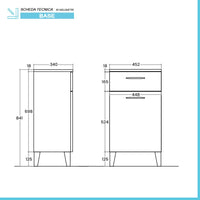 Base mobile multiuso 45x85 cm grigio calce con anta e cassetto soft-close Moon