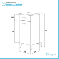 Base Singola con Cassetto e Anta 35x 83 cm con Anta Reversibile