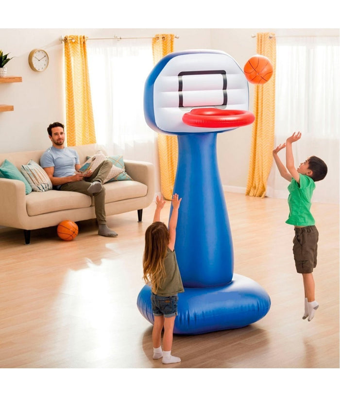 Basket Gonfiabile Palla Canestro Per Bambini Con 2 Palloni Alto 208 Cm         