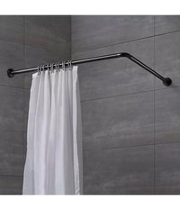 Bastone Asta Tenda Doccia Barra A L 2 Lati Angolare Nera 80x80cm Universale 87235         