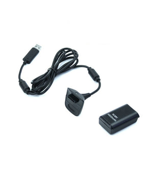 Batteria E Cavo Di Ricarica Per Controller Xbox 360 Nero Kit 4800mha         