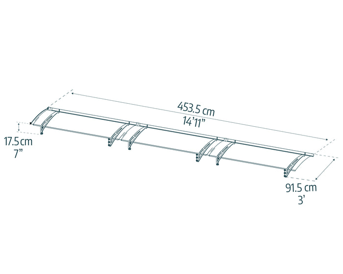 Pensilina Da Esterno Aquila  453X91 cm Grigio