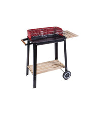 Bbq Barbecue Rettangolare 51x32x69cm Con Struttura Acciaio Ripiani Legno 2600053         