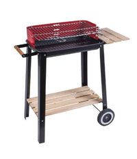 Bbq Barbecue Rettangolare 51x32x69cm Con Struttura Acciaio Ripiani Legno 2600053         