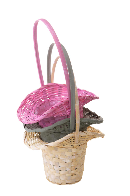 Set 4 Cesti di Vimini a Forma di Cappelli H 35 cm