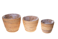 Set 3 Vasi in Rattan Diamentro 22 cm