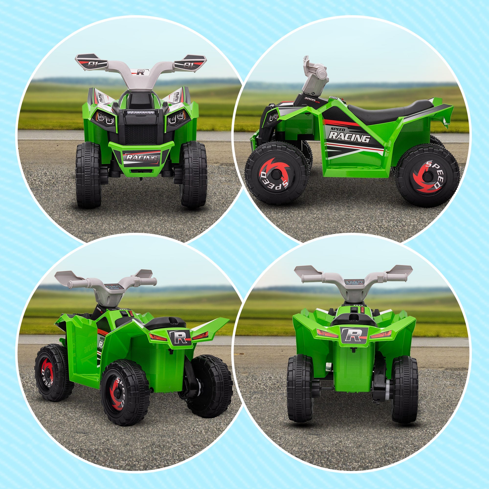 Mini Quad Elettrico per Bambini 6V Verde Grigio e Nero