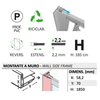 Parete doccia Walk-in Lato 110 CM H 185 in Acrilico mod. Beatrix Profilo