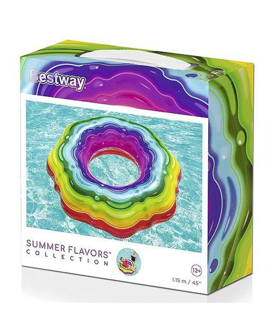 Bestway Salvagente Ciambella Gonfiabile Rainbow Arcobaleno Piscina Nuoto Mare         