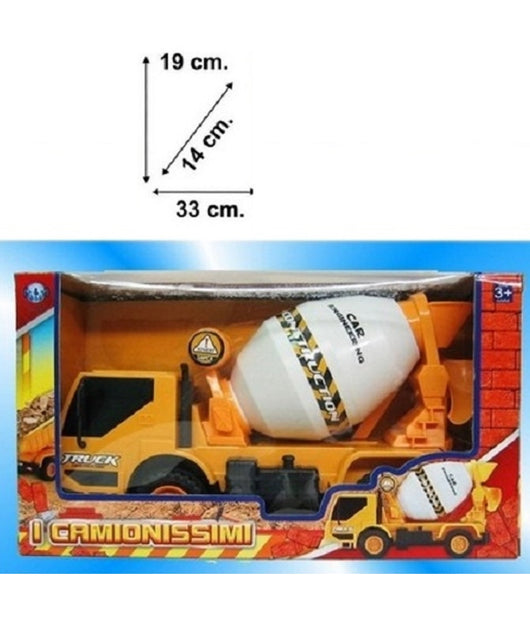 Betoniera Box Camion 19x33x14 Cm Cantiere Costruzioni Ruota Gioco Bambini Bimbo         