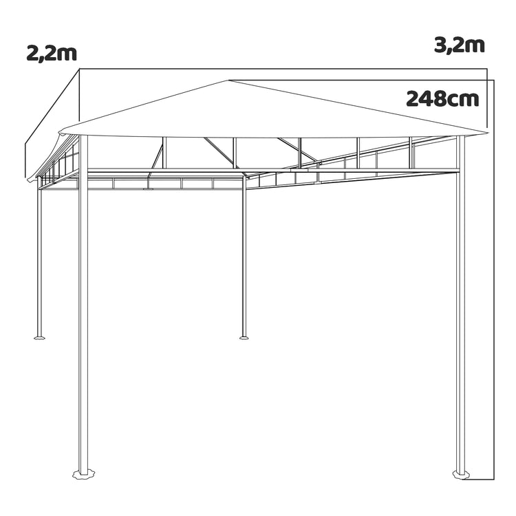 Gazebo 3x2 M per esterni in ferro elegante gazebo da giardino colore ecrù