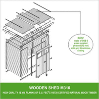 TIMBELA M310 Casetta da Giardino in Legno per Esterni 239x142xA200 cm/2.6m2