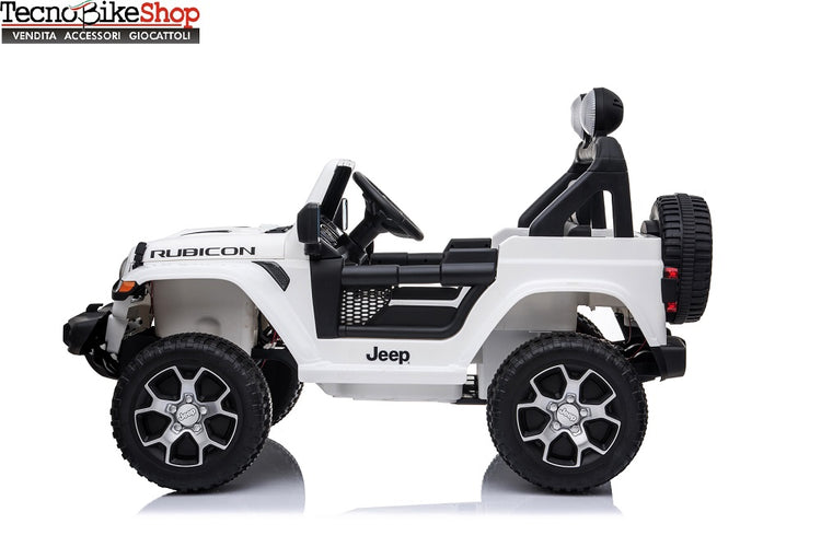 Auto Macchina Elettrica per Bambini JEEP FIAT Wranglper RUBICON 12V 2 Posti  con Mp3 - Sedile in Pelle - colore Bianco