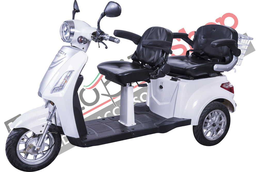 Scooter Z-TECH ZT-18  polliciTRILUX PLUS pollici 3 RUOTE 2 Posti Diffperenziale per Disabili e Anziani colore Bianco