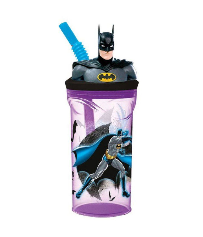 Bicchiere Con Cannuccia Integrata Batman In 3d Capienza 360 Ml Per Bambini         