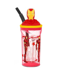 Bicchiere Con Cannuccia Integrata Iron Man In 3d Capienza 360 Ml Per Bimbi         