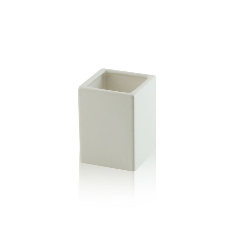 Bicchiere da appoggio quadrato in ceramica - accessori bagno, colore bianco