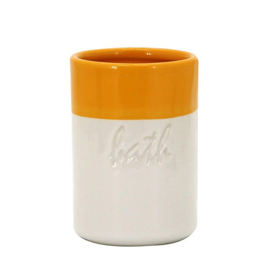Bicchiere in ceramica giallo/bianco - serie Bath cod 84141