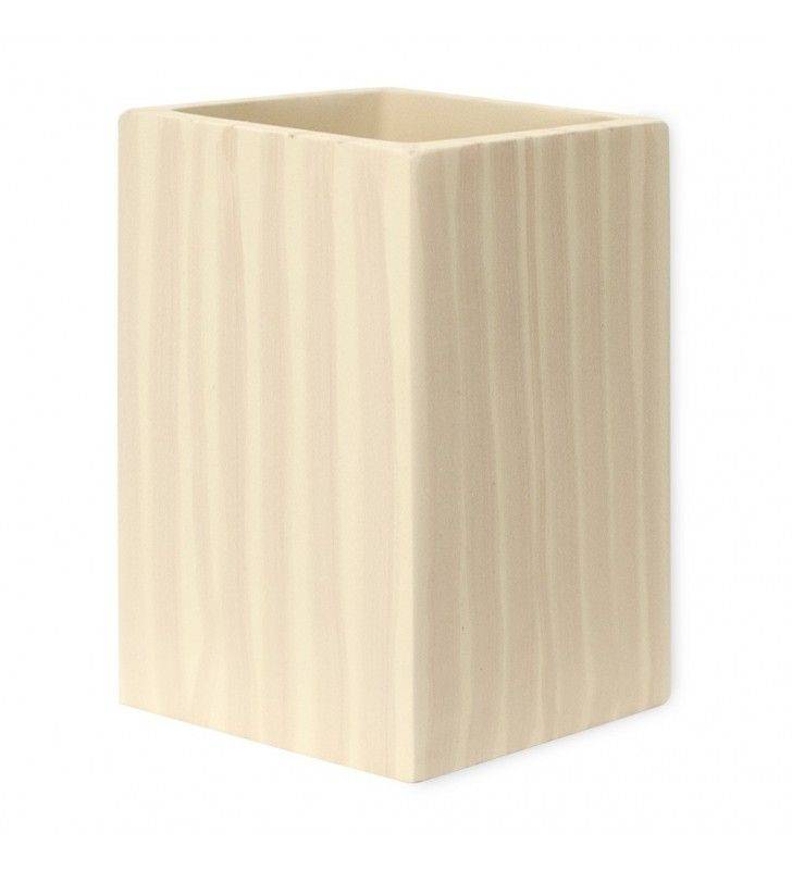 Bicchiere porta spazzolini serie cool da appoggio effetto legno chiaro. cod 77860