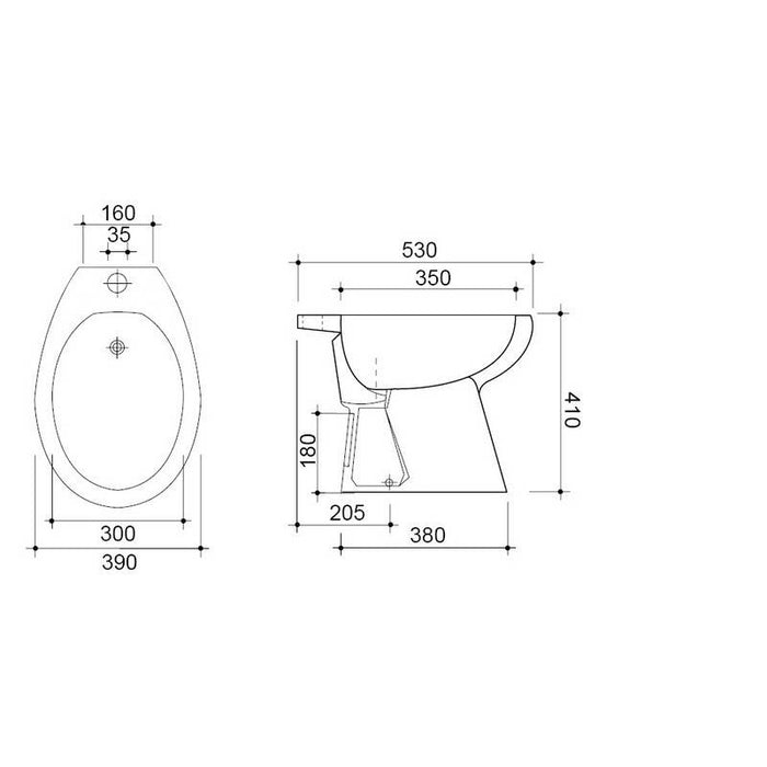 Bidet sospeso felce in porcellana cod 83086