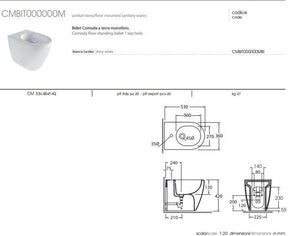 Bidet Monoforo Modello Comoda Colore  Bianco - Azzurra ceramica