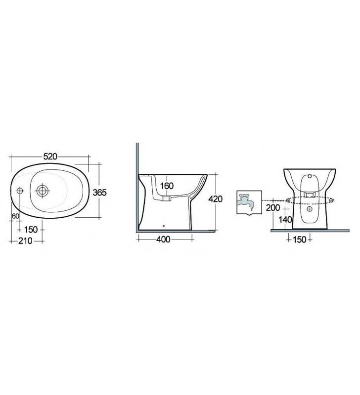 Vaso monoblocco filo muro rimless morning con scarico universale cod 82064