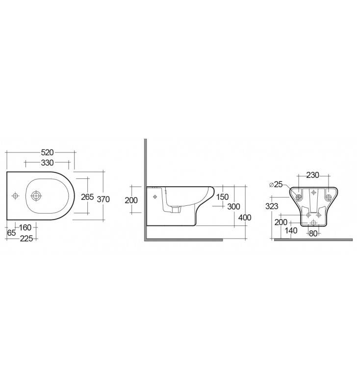 Vaso sospeso compact con fissaggi nascosti cod 82012