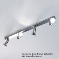 Binario illuminando zelig 4 gu10 led 7w 3000°k spot orientabili moderno metallo cromo bianco interno, finitura metallo