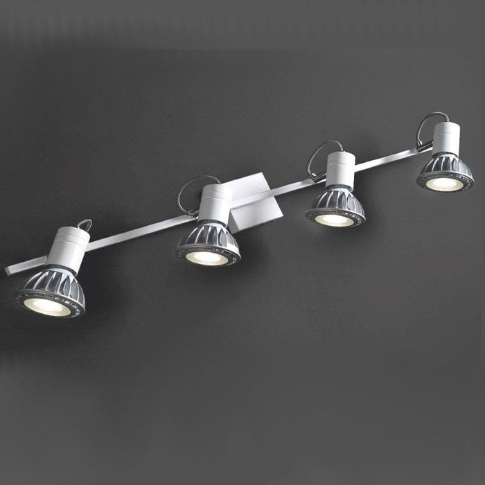 Binario moderno illuminando zeus 4 bn e27 led spot orientabile parete soffitto