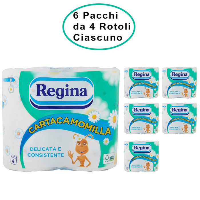 Regina cartacamomilla carta igienica 6 confezioni da 4 rotoli ciascuno