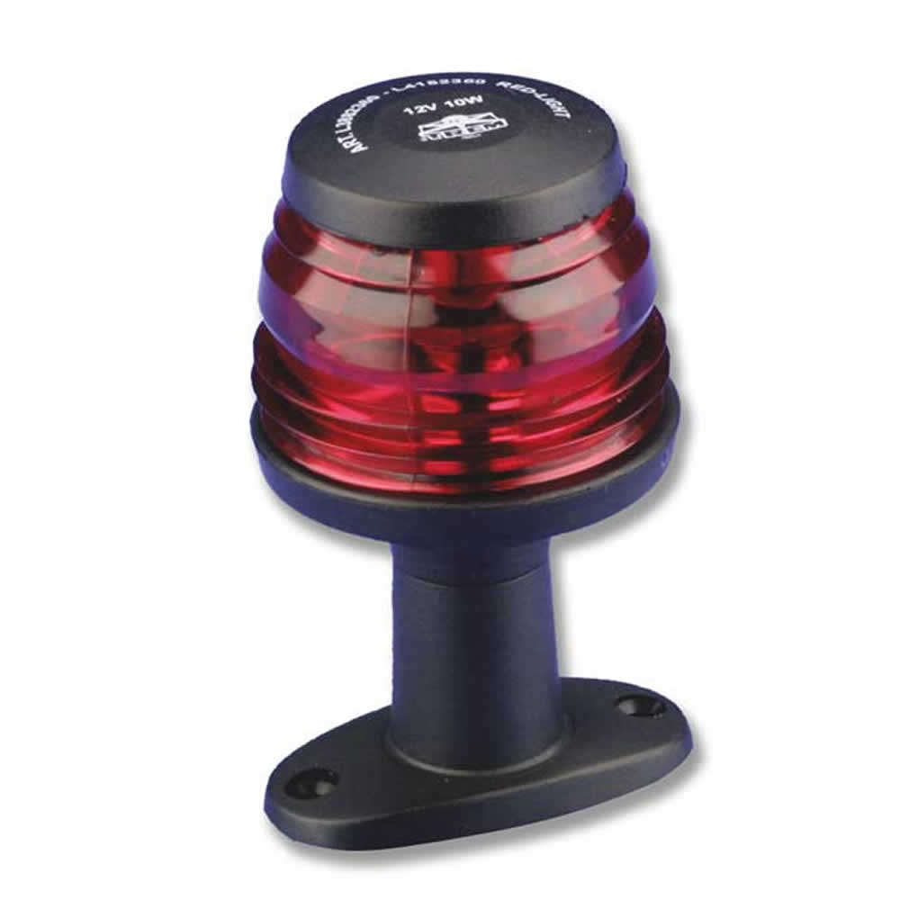 Fanale di via 360Â° colore nero luce rossa con basetta omologazione rina 12 volt