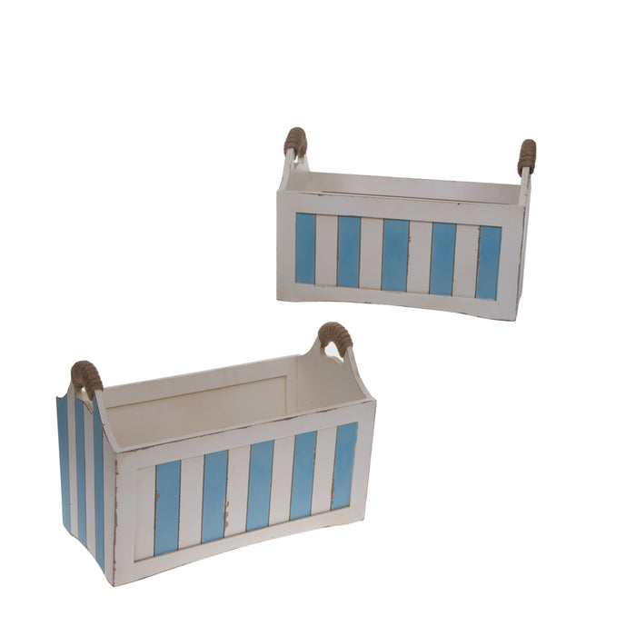 Set 2 Cassette in Legno con Manici Misure 48x26x34 cm