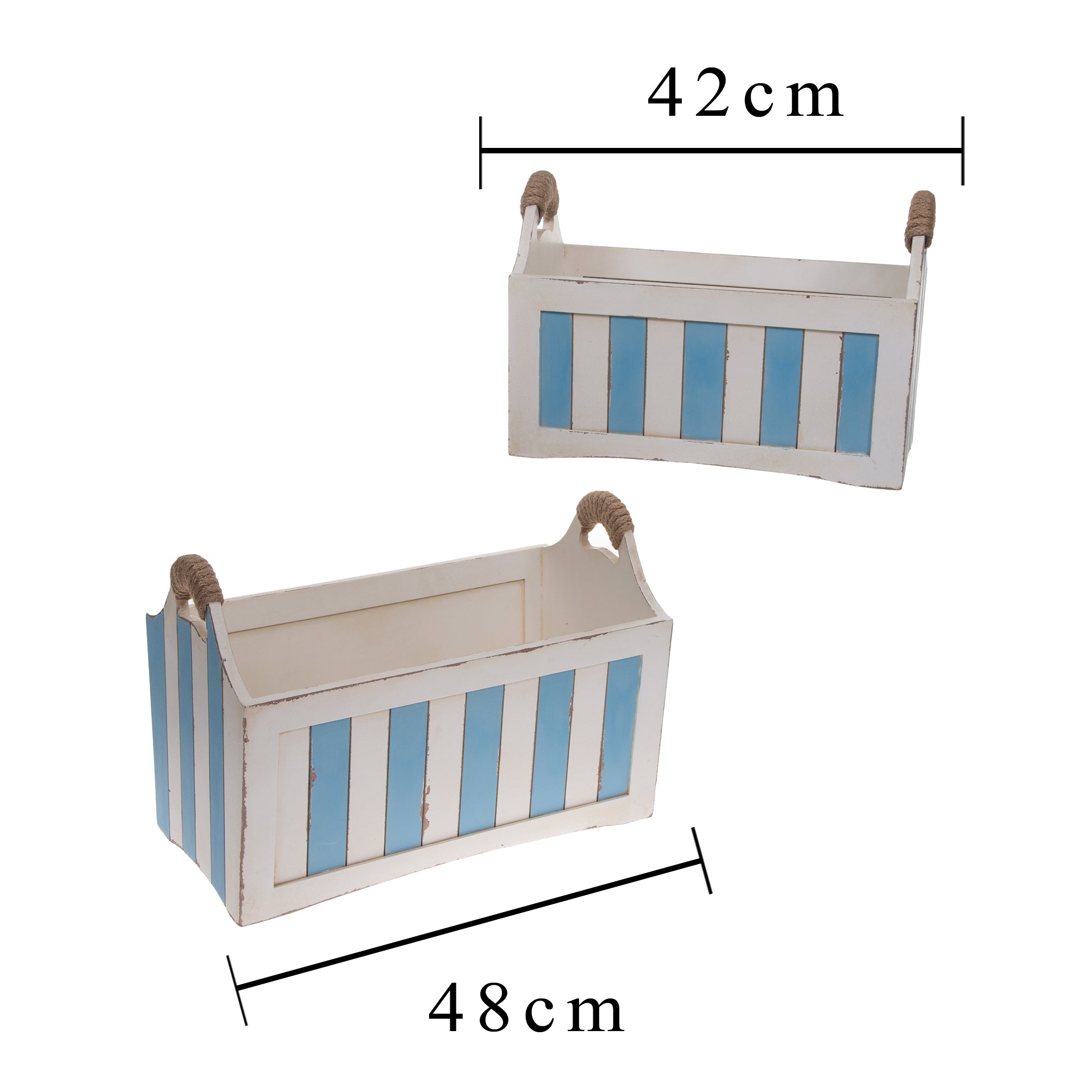 Set 2 Cassette in Legno con Manici Misure 48x26x34 cm