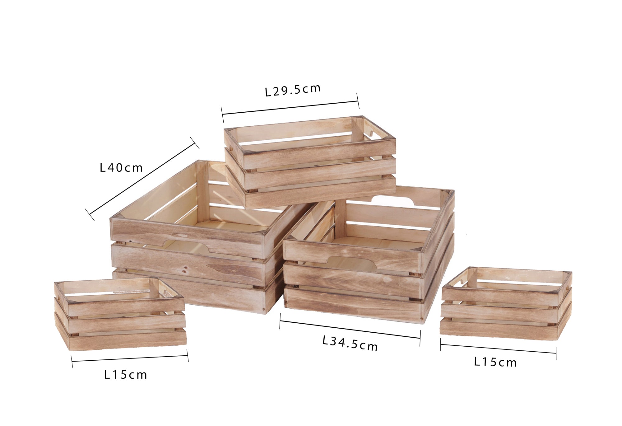 Set 5 Cassetta Legno 40x30x15H cm