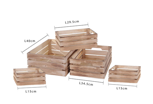 Set 5 Cassetta Legno 40x30x15H cm