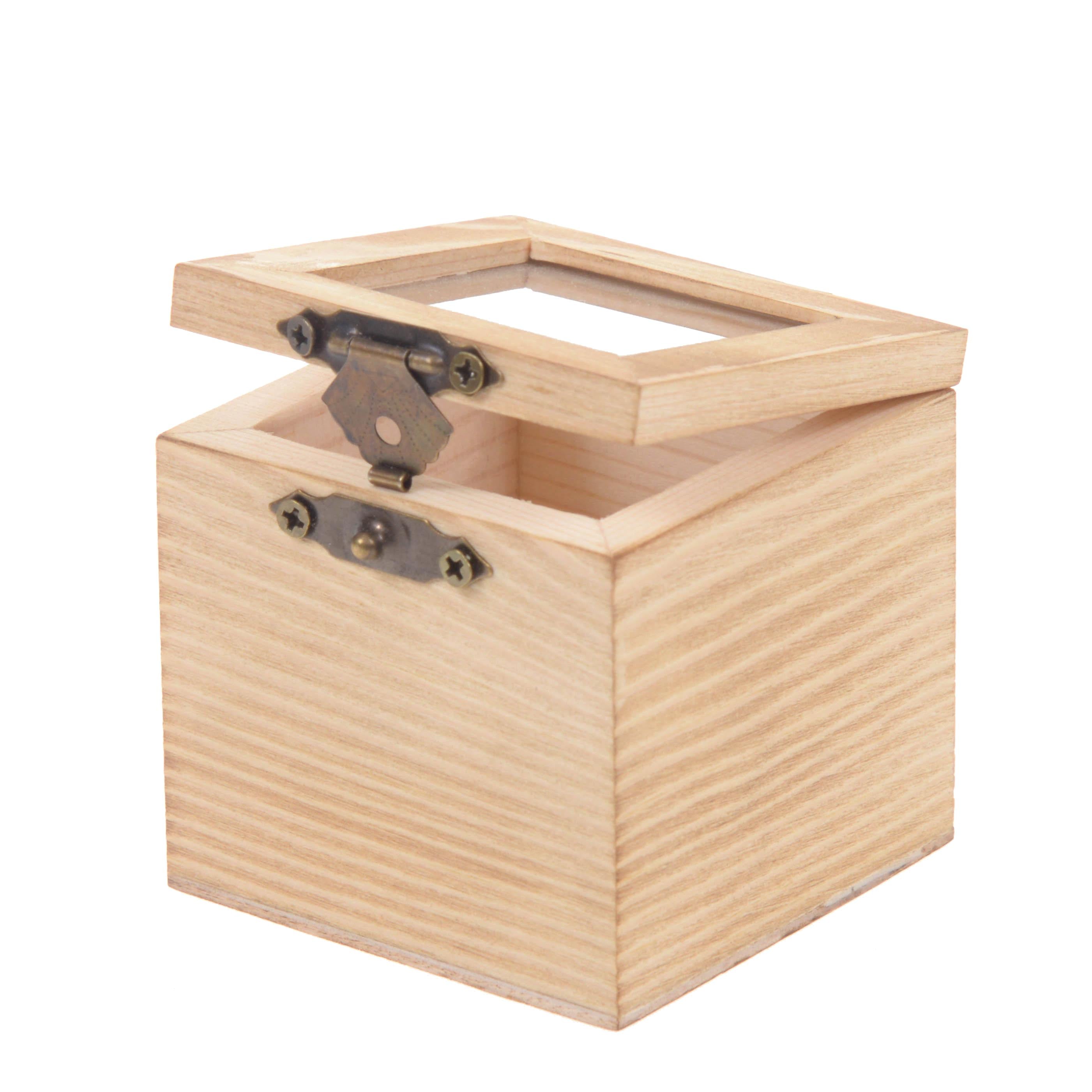 Set 10 Scatole a Cubo con Chiusura in Legno H 6 cm