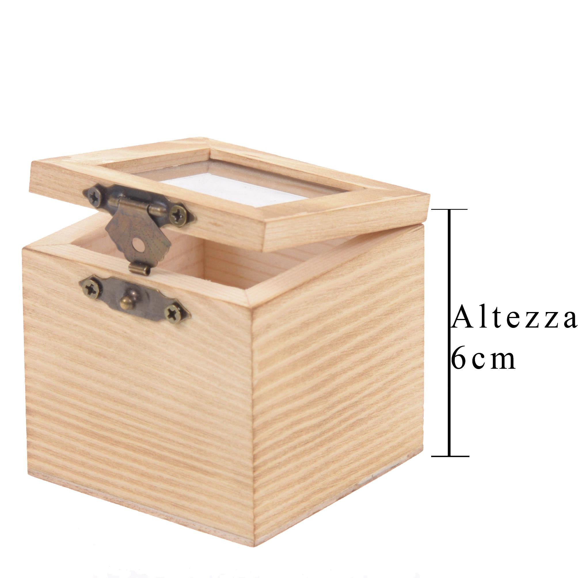 Set 10 Scatole a Cubo con Chiusura in Legno H 6 cm