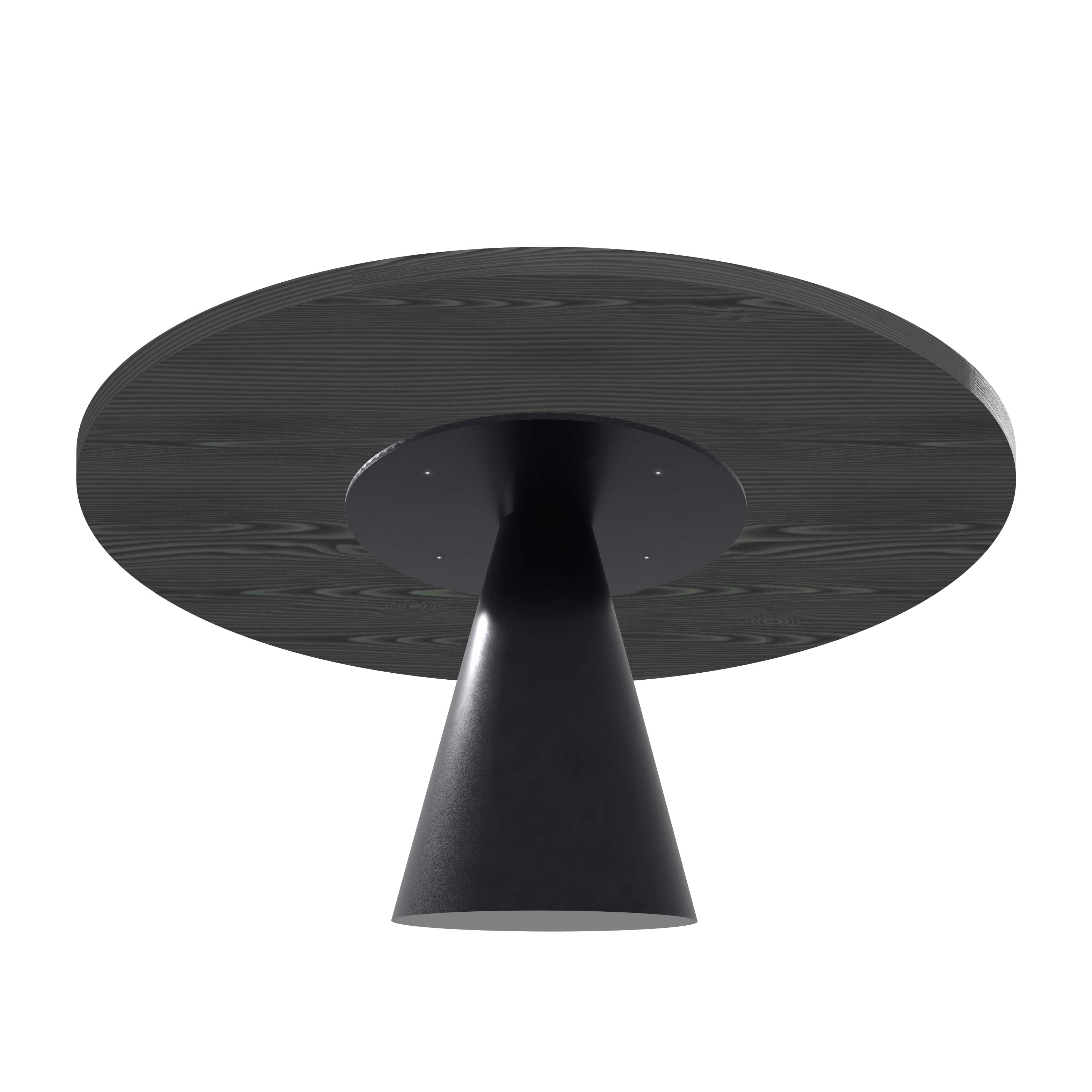 Artù Black - Tavolo da pranzo rotondo ⌀ 120 cm in legno laminato con base a cono in metallo, top nero