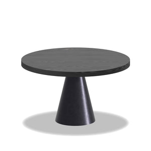 Artù Black - Tavolo da pranzo rotondo ⌀ 120 cm in legno laminato con base a cono in metallo, top nero