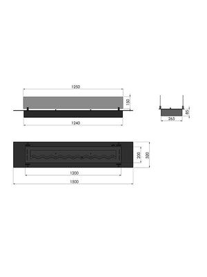 Biocamino A Bioetanolo Da Incasso Colore Nero Con Vetri Mod. INSERT BLACK BURNER - 1500