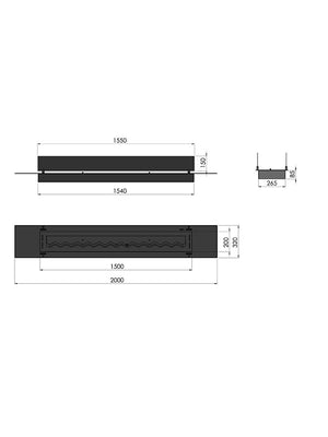 Biocamino A Bioetanolo Da Incasso Colore Nero Con Vetri Mod. INSERT BLACK BURNER - 2000