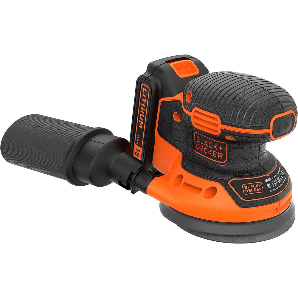 Black & decker levigatrice rotorbitale 125mm 18v con 1 batteria da 1,5ah