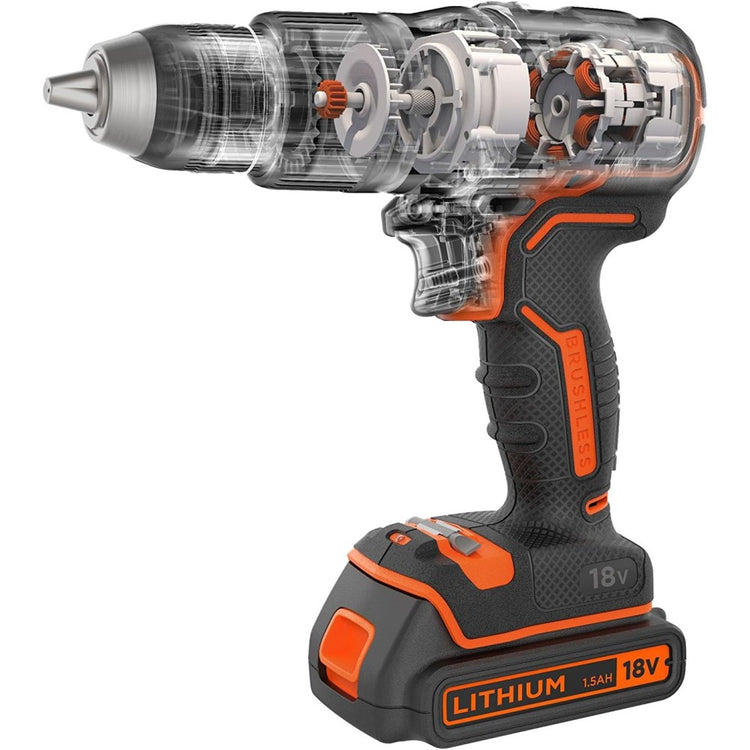 Black & decker trapano avvitatore a percussione brushless 18v 1,5ah