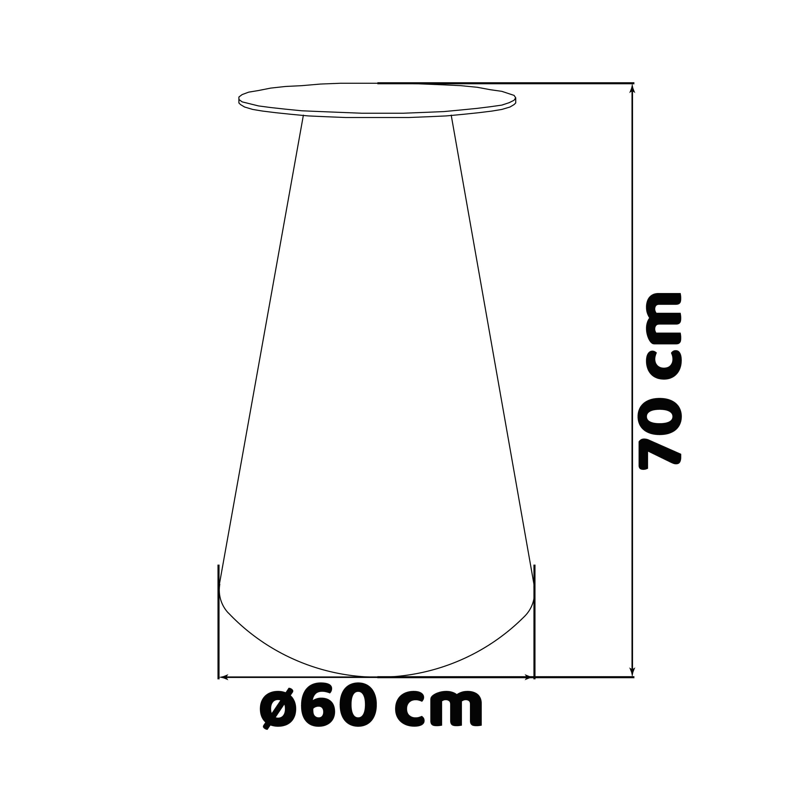 Artù - Base a cono per tavolo da pranzo rotondo, metallo colore nero