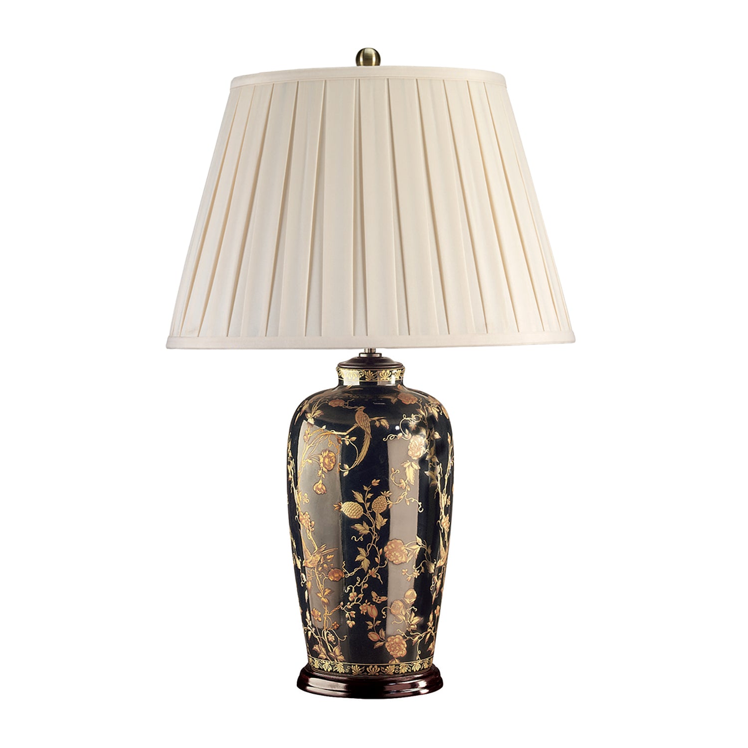 Lampada Da Scrivania Contemporanea Black Birds Porcellana Nera Oro 1 Luce E27