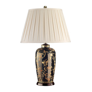 Lampada Da Scrivania Contemporanea Black Birds Porcellana Nera Oro 1 Luce E27