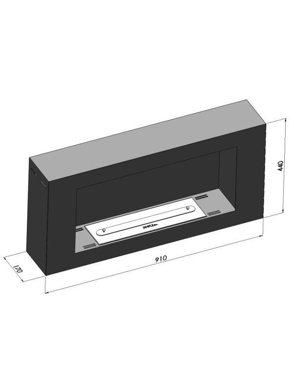 BLACKBOX - Biocamino da parete nero opaco Camino a bioetanolo