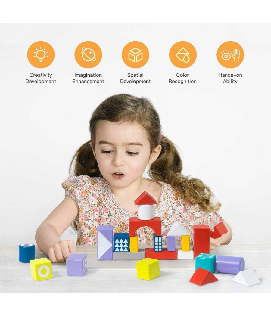 Blocchi Colorati In Legno Costruzioni Building Blocks Per Bambini 3+ Anni         